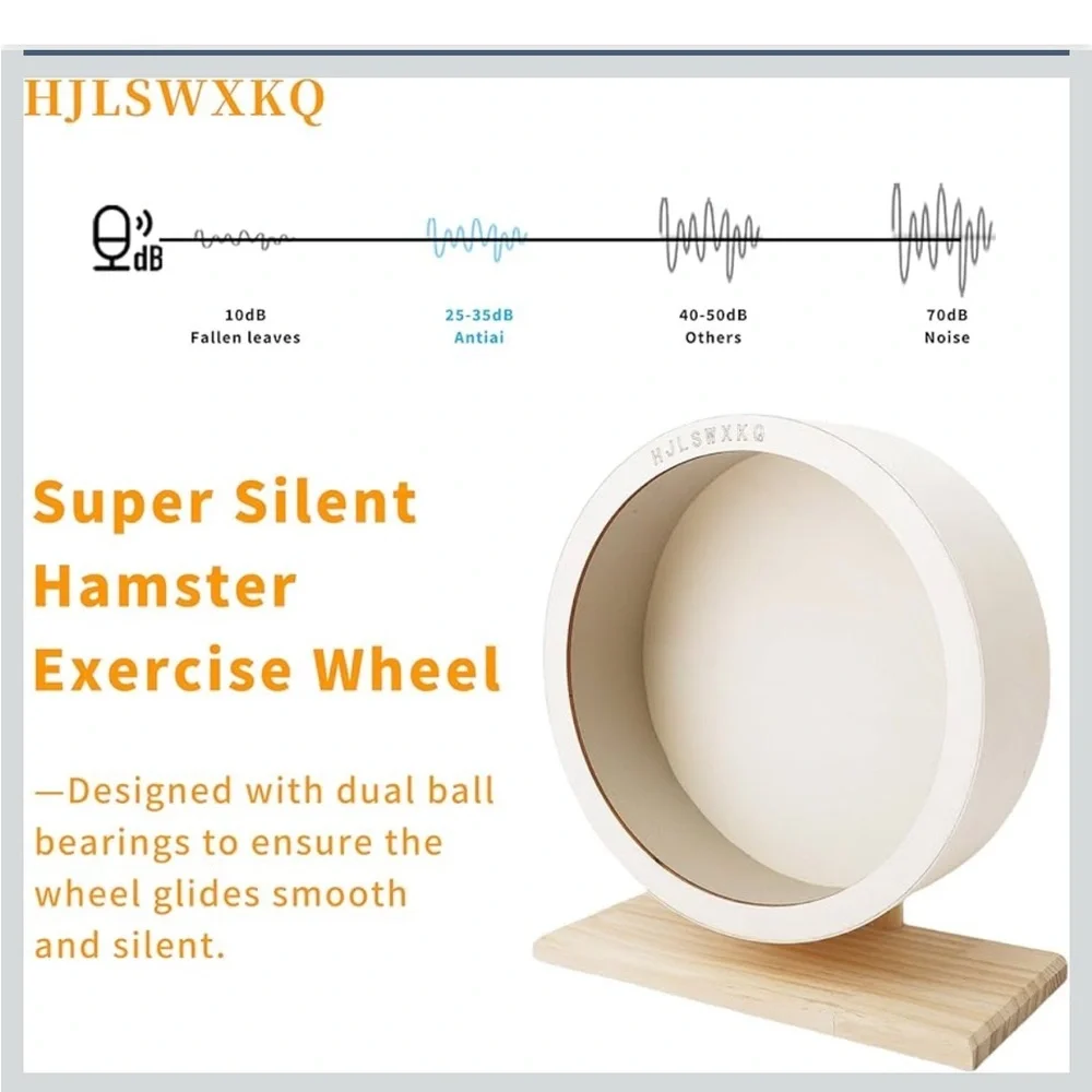 9in Silent Hamster Wheel With 2 Natural Chew Toys - Wooden Exercise Wheel 706